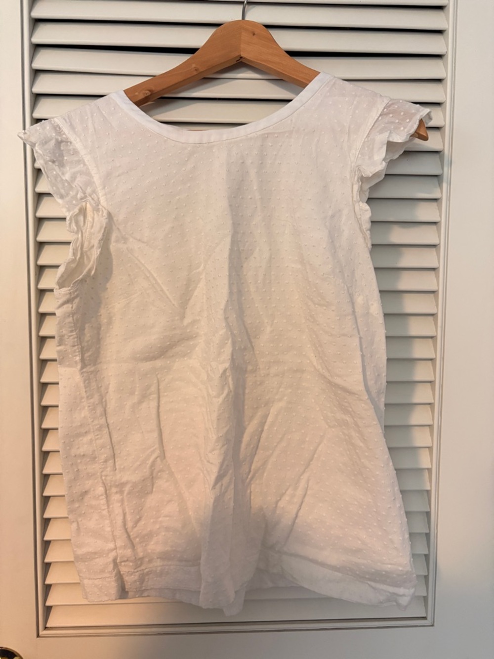 J. Crew White Textured Dot Blouse